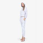 Light Gray Velvet Hoodie and Track Pants Set - Image 4