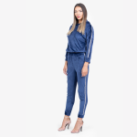 Dark Blue Velvet Hoodie and Track Pants Set - Image 4