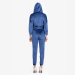 Dark Blue Velvet Hoodie and Track Pants Set - Image 3
