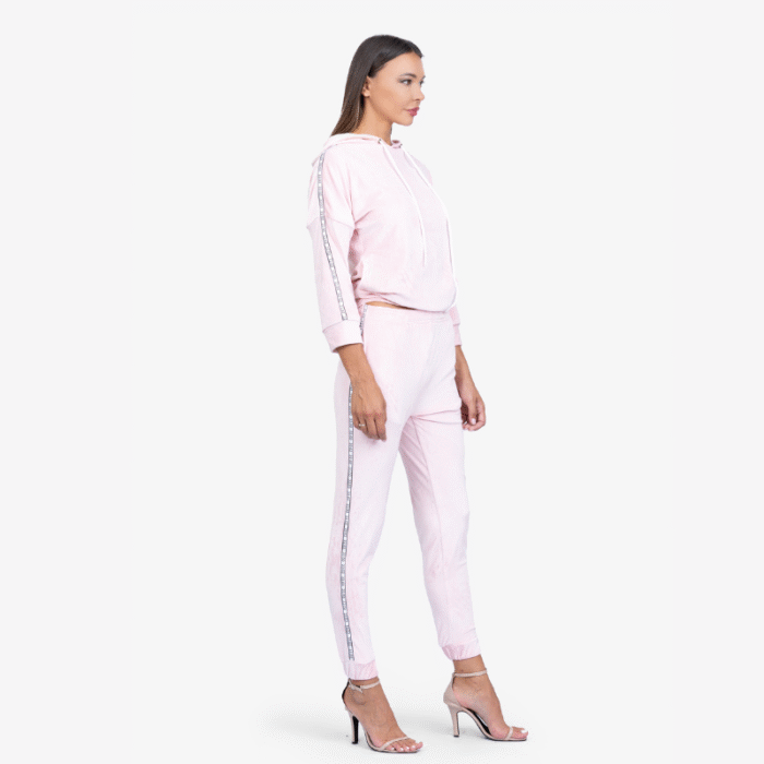 Light Pink Velvet Hoodie and Track Pants Set - Image 4