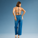 Mid Blue Wide Leg Denim Pant - Image 3
