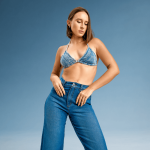 Mid Blue Wide Leg Denim Pant - Image 4
