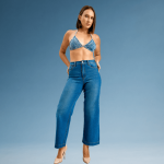 Mid Blue Wide Leg Denim Pant