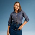 Chambray Button Down Blouse - Image 4