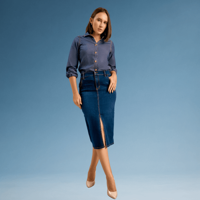 Chambray Button Down Blouse - Image 2