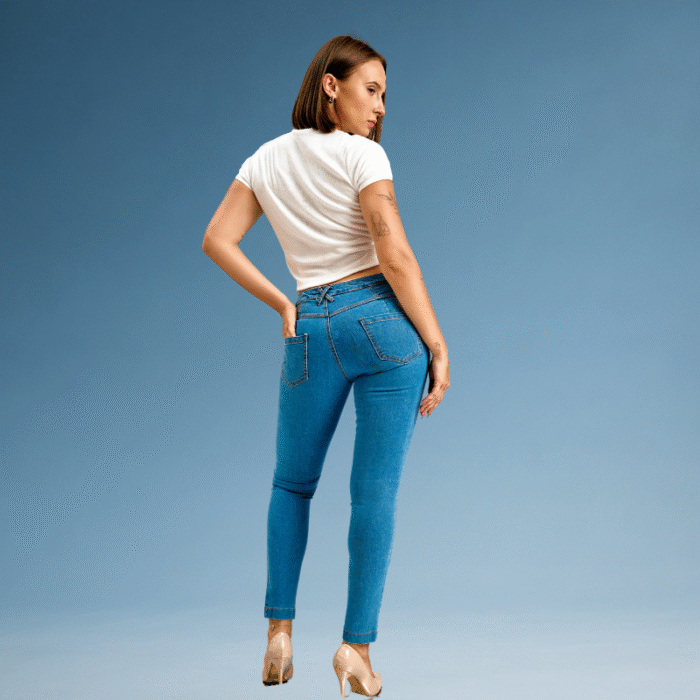 Mid Blue Skinny Denim Jeans - Image 4