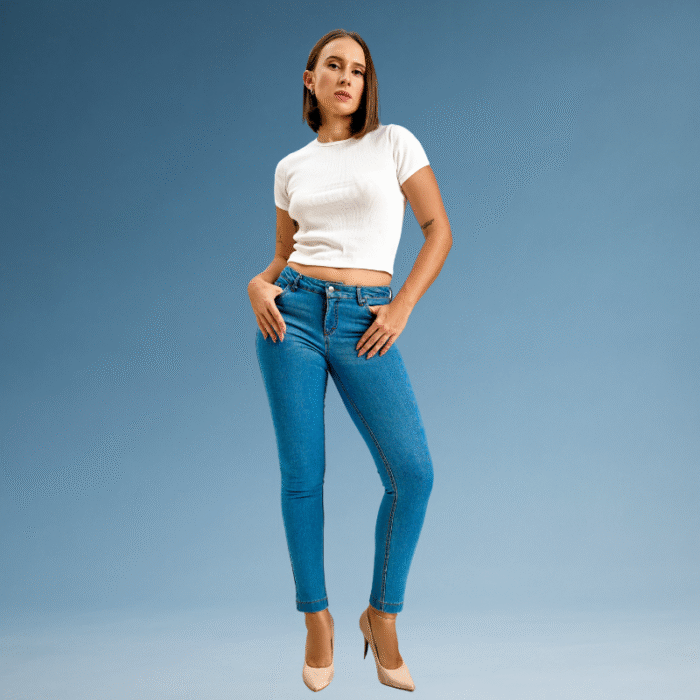 Mid Blue Skinny Denim Jeans - Image 2