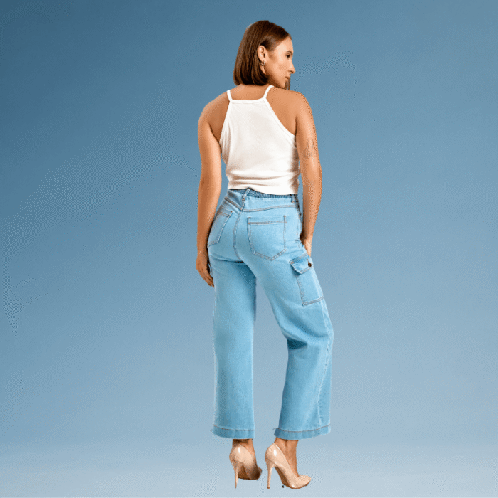 Light Blue Denim Cargo Pant - Image 3