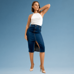 Long Denim Skirt with Back Elastic - Image 4