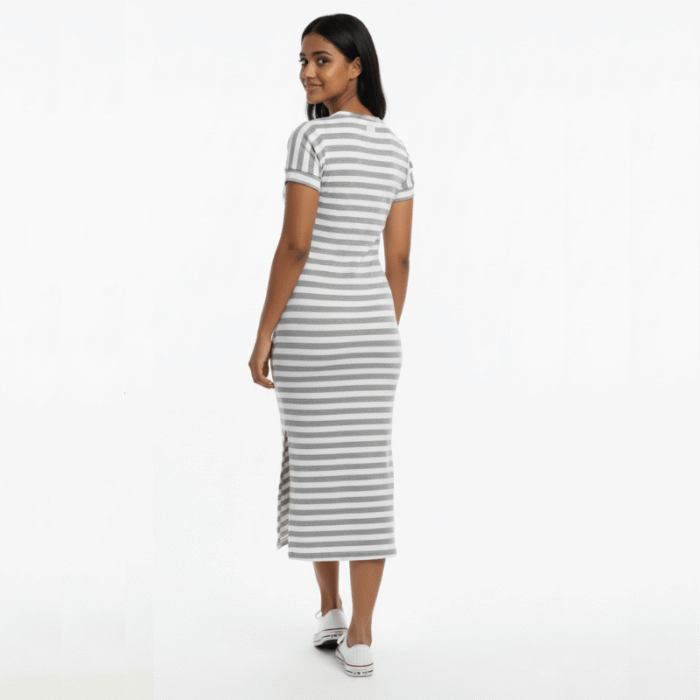 Stripe Rib Knit Midi Dress - Image 3