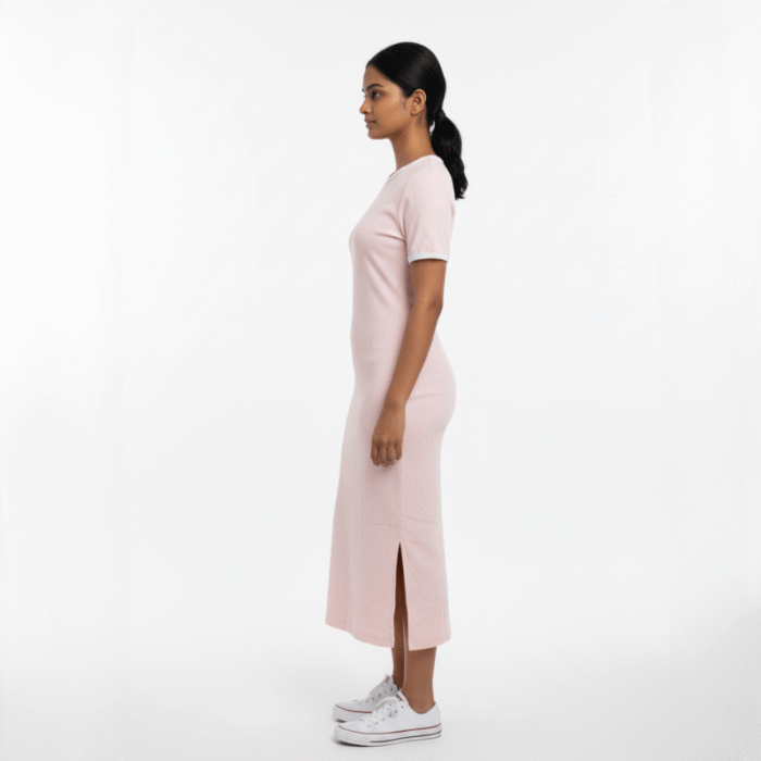 Light Pink Rib Midi Dress - Image 2