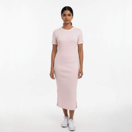 Light Pink Rib Midi Dress