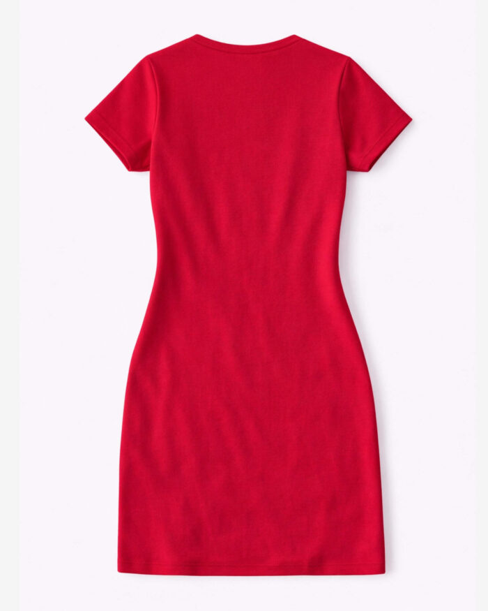 Red Ribbed Bodycon Dress - Image 5