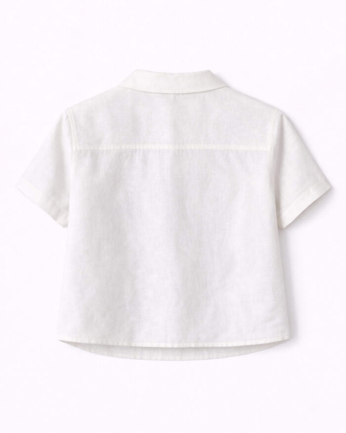 Off-White Crop Shirt with Sequin Heart - Image 6