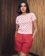 High-Waisted Red Shorts - Image 2