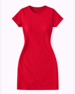 Red Ribbed Bodycon Dress - Image 4