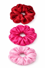 Satin Scrunchie Set – Red, Hot Pink & Baby Pink (3 Pack)