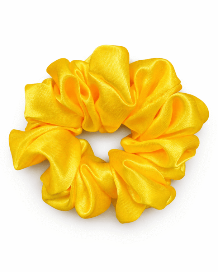 Satin Scrunchie Set – Sunshine Yellow, Mandarin Orange & Olive Green (3 Pack) - Image 2