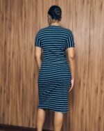 Stripe Side Slit Midi Dress - Image 4