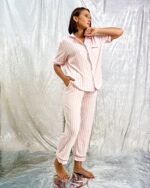 Pink Stripe Cotton PJ Set - Image 4
