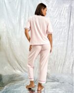 Pink Stripe Cotton PJ Set - Image 3