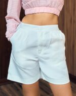 Classic White Tailored Shorts - Image 2