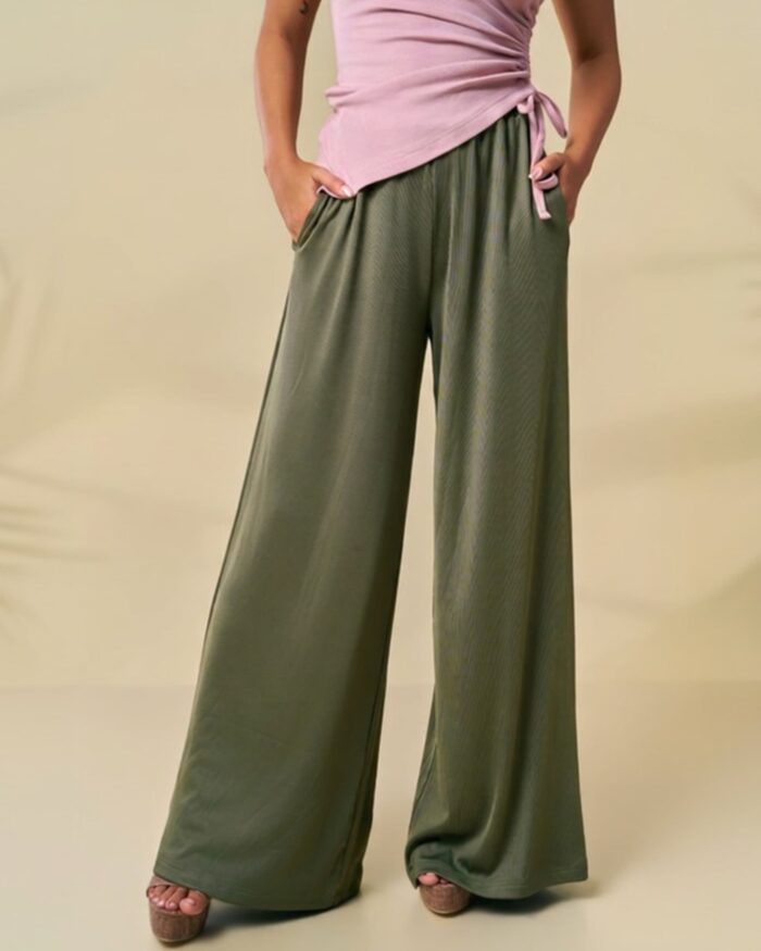 Olive Wide Leg Pant - Image 2