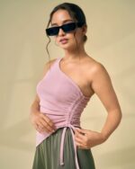 Blush Ruched Asymmetrical Top - Image 3