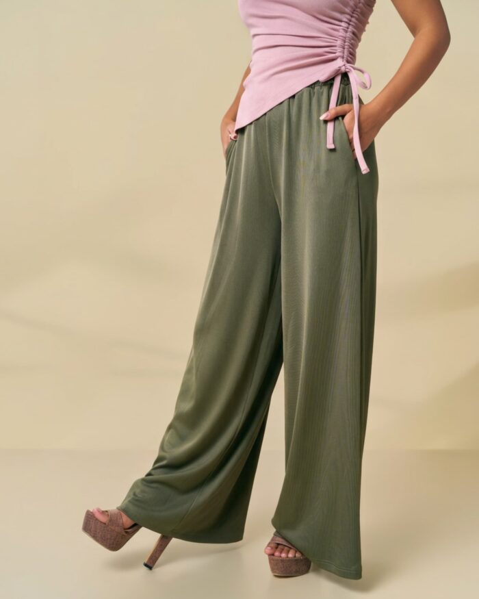 Olive Wide Leg Pant - Image 4