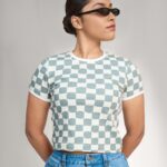 Sage Check Rib Tee